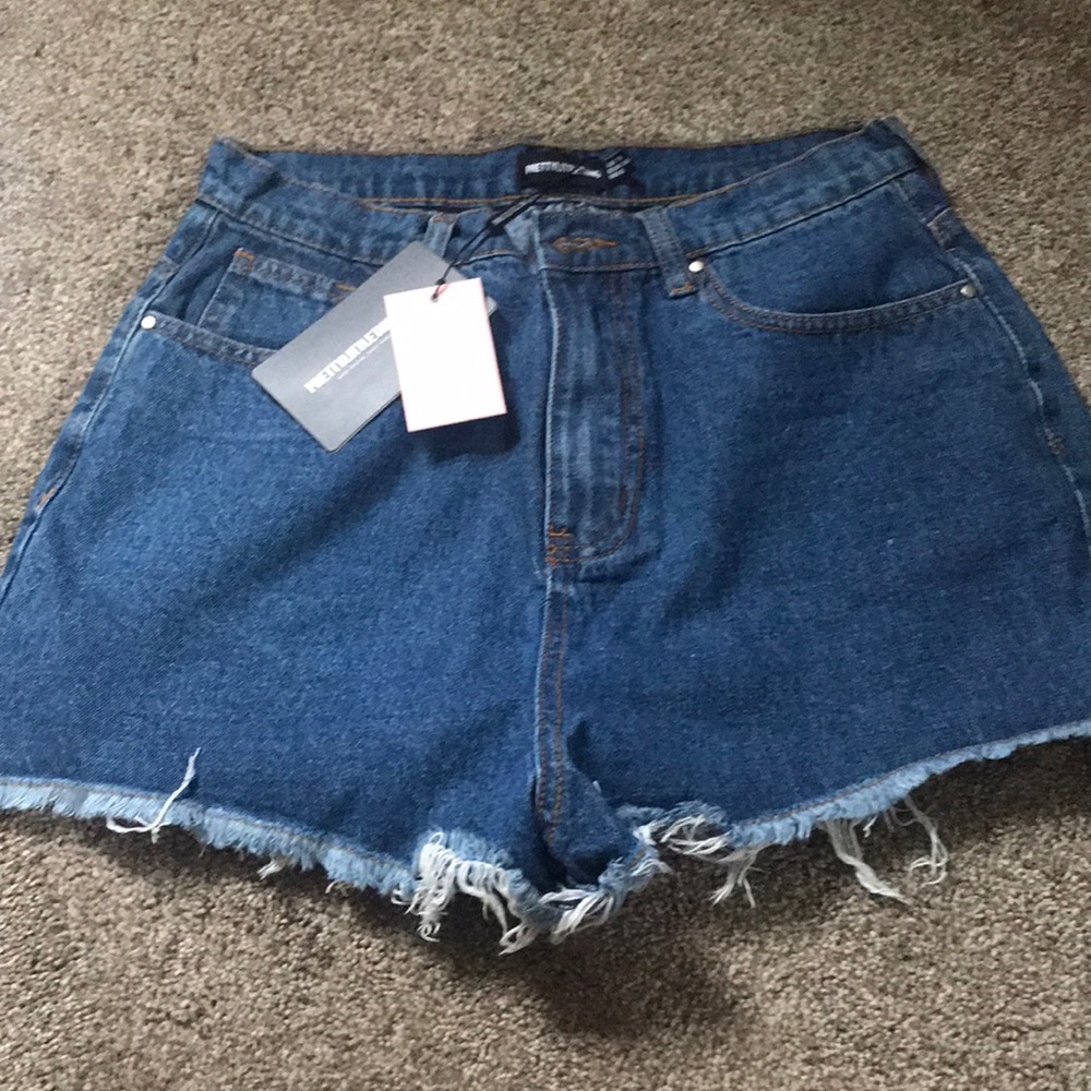 Pretty little thing blue high waisted denim shorts
